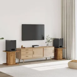 vidaXL Soportes altavoces 2 uds madera roble envejecido 30x30x40 cm Madera antigua Discount