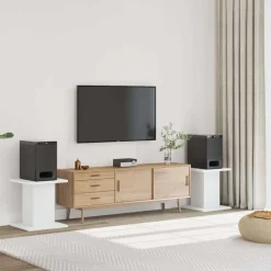 vidaXL Soportes altavoces 2 uds madera ingeniería 30x30x40 cm Blanco