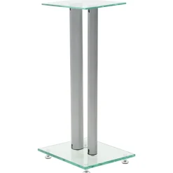 vidaXL Electrónica-Soportes altavoz vidrio templado diseño 2 pilares plata 2 uds