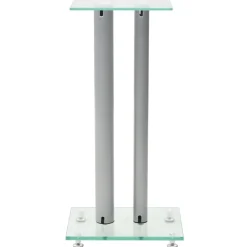 vidaXL Electrónica-Soportes altavoz vidrio templado diseño 2 pilares plata 2 uds