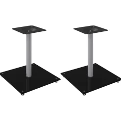 vidaXL Electrónica-Soportes de altavoces 2 uds vidrio templado plata negro 1 pilar