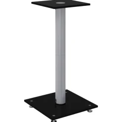 vidaXL Soportes de altavoces 2 uds vidrio templado plata negro 1 pilar Negro y plateado Clearance