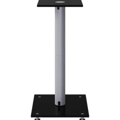 vidaXL Soportes de altavoces 2 uds vidrio templado plata negro 1 pilar Negro y plateado Clearance