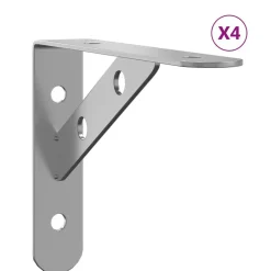 vidaXL Estanterías-Soportes de estante 4 uds acero inoxidable plata 15x2,5x11,5 cm
