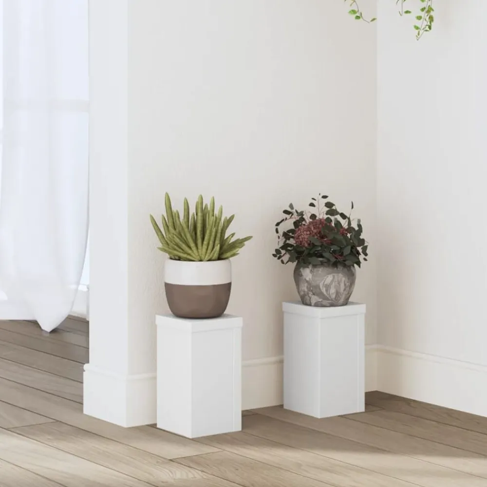 vidaXL Jardín-Soportes de plantas 2 uds madera ingeniería 10x10x18 cm