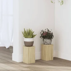 vidaXL Soportes de plantas 2 uds madera 10x10x18 cm Roble Sonoma Outlet