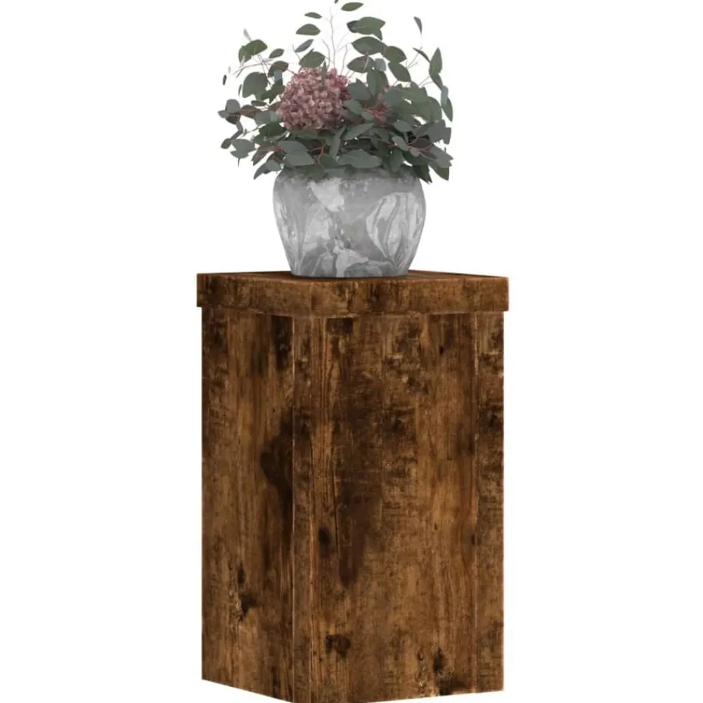 vidaXL Soportes de plantas 2 uds madera 10x10x18 cm Roble ahumado Clearance