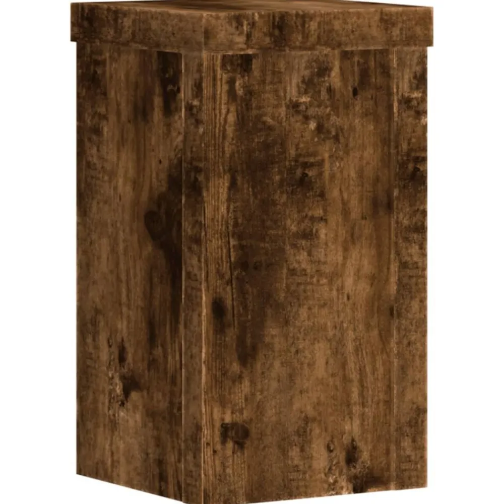 vidaXL Soportes de plantas 2 uds madera 10x10x18 cm Roble ahumado Clearance