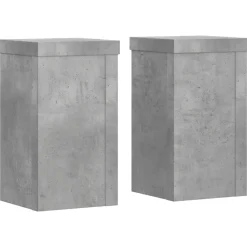 vidaXL Soportes de plantas 2 uds madera gris hormigón 10x10x18 cm Gris hormig&oacute;n