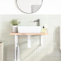 vidaXL Soportes estante de lavabo 2 unidades trapecio acero Blanco Outlet
