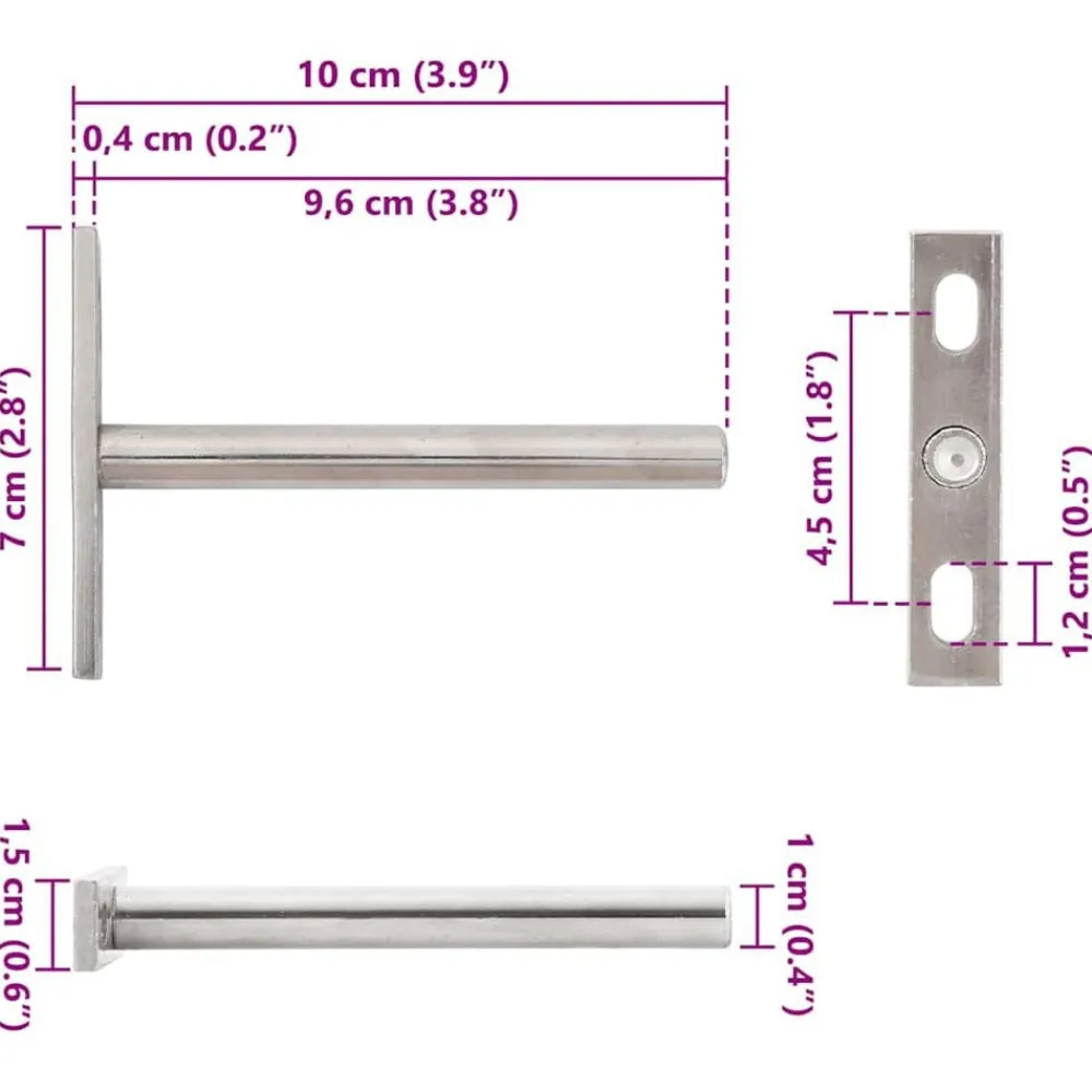 vidaXL Accesorios De Bricolaje-Soportes flotantes para estantes 12uds invisibles acero carbono