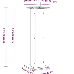 vidaXL Soportes para Altavoces 2 pcs Roble Negro 30 x 30 x 80 cm