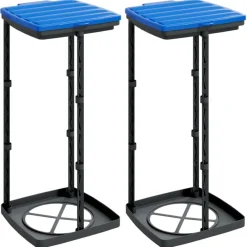 vidaXL Productos Del Hogar-Soportes para bolsas de basura 2 uds PP negro y azul 60 L