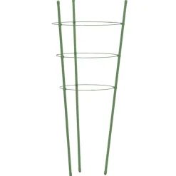 vidaXL Jardín-Soportes plantas jardín con 3 anillas 5 uds acero verde 45 cm