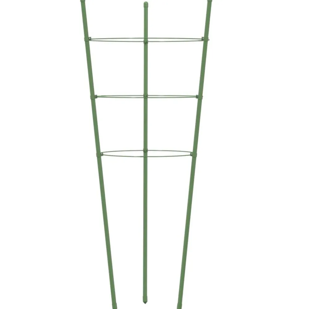 vidaXL Jardín-Soportes plantas jardín con 3 anillas 5 uds acero verde 45 cm