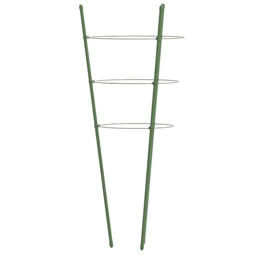 vidaXL Jardín-Soportes plantas jardín con 3 anillas 5 uds acero verde 45 cm