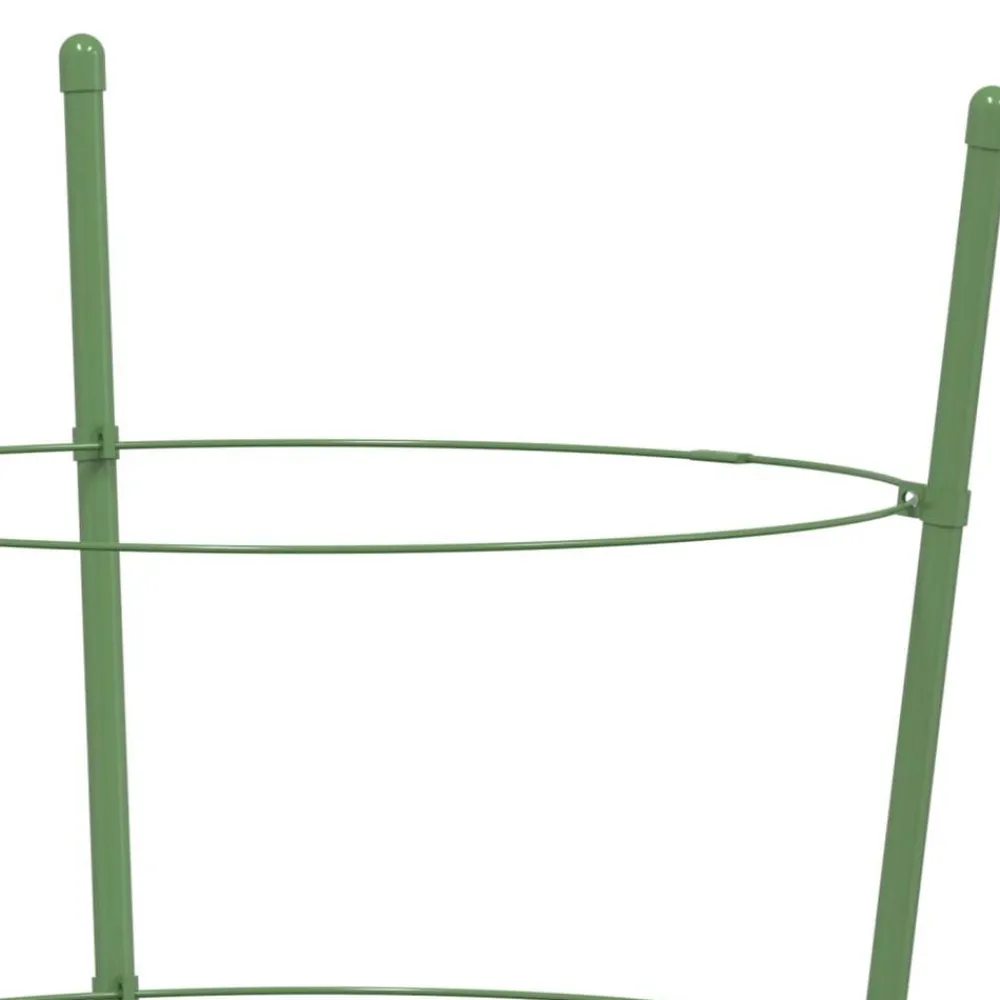 vidaXL Jardín-Soportes plantas jardín con 3 anillas 5 uds acero verde 45 cm