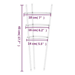 vidaXL Jardín-Soportes plantas jardín con 3 anillas 5 uds acero verde 45 cm