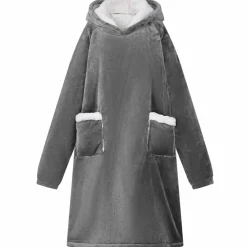 vidaXL Sudadera manta M Forro Polar y Franela Gris oscuro New