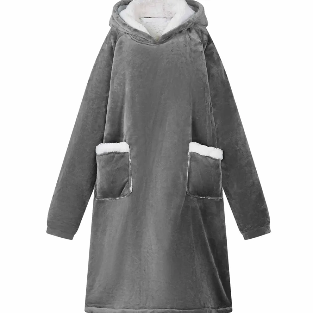 vidaXL Sudadera manta M Forro Polar y Franela Gris oscuro New
