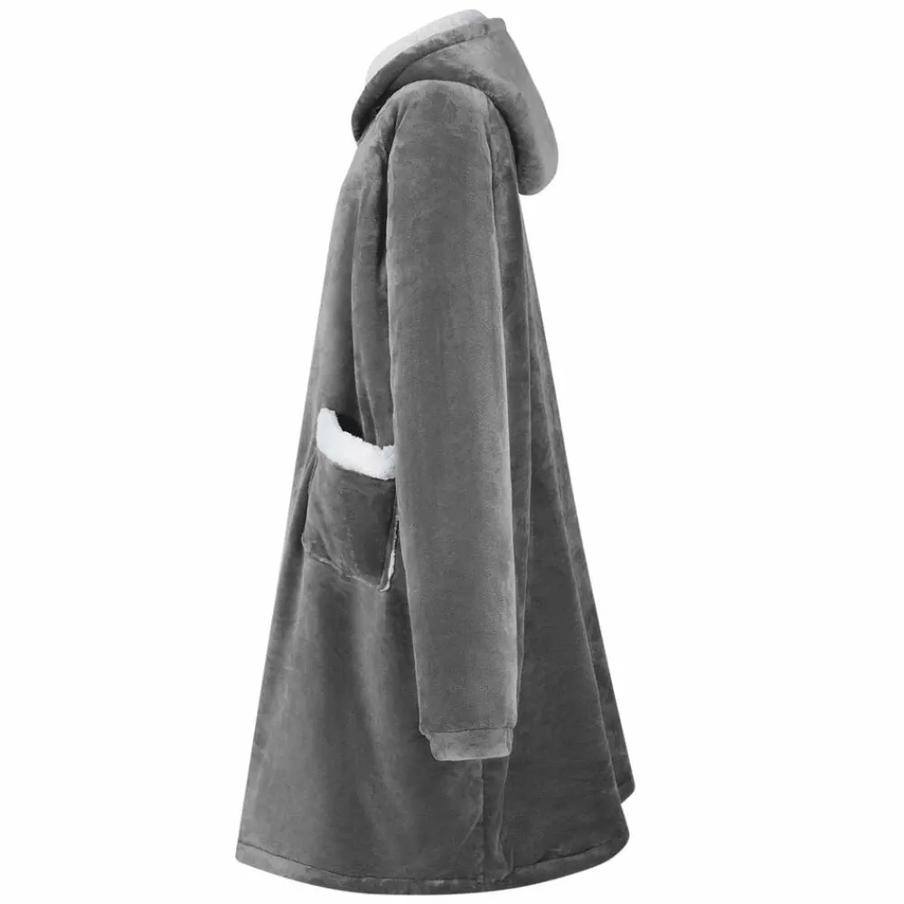 vidaXL Sudadera manta M Forro Polar y Franela Gris oscuro New