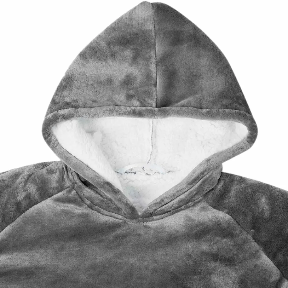 vidaXL Sudadera manta M Forro Polar y Franela Gris oscuro New