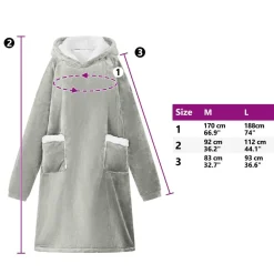 vidaXL Sudadera manta M Forro Polar y Franela Gris New
