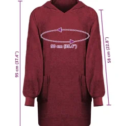 vidaXL Sudadera manta KINN Rojo L Algodón Burdeos Discount