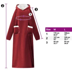vidaXL Sudadera manta M Forro Polar y Franela Rojo burdeos Discount