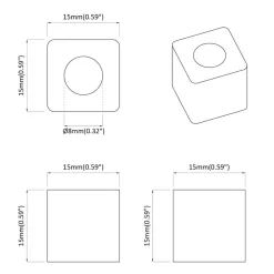 vidaXL Sujeta Cajón 2 pcs Negro 15 x 15 x 15mm Copólímero PP Best