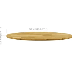 vidaXL Accesorios Para Mesas-Superficie de mesa redonda madera maciza de roble 23 mm 500 mm