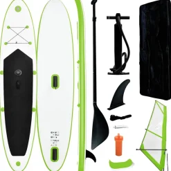 vidaXL Actividades Al Aire Libre-Tabla de paddle surf inflable con vela y blanca