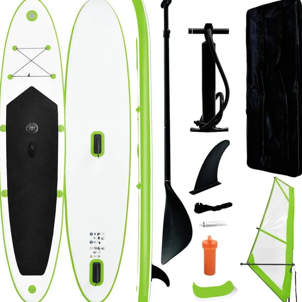 vidaXL Actividades Al Aire Libre-Tabla de paddle surf inflable con vela y blanca