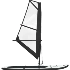 vidaXL Tabla de paddle surf inflable con vela y blanco Negro Hot