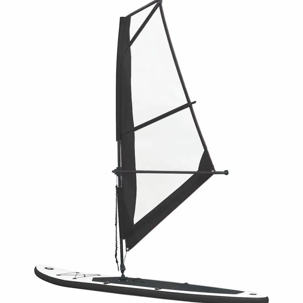 vidaXL Tabla de paddle surf inflable con vela y blanco Negro Hot