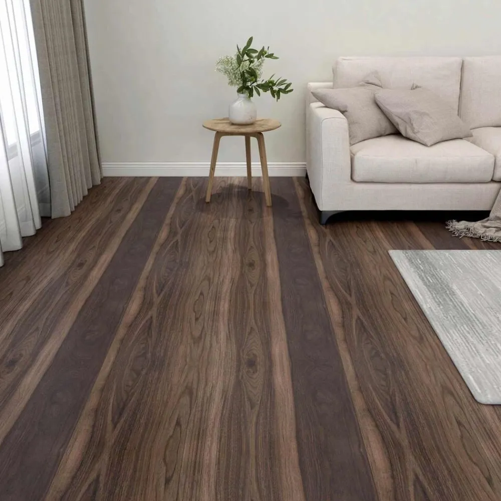 vidaXL Materiales De Construcción-Tablas de Suelo 55 pcs Marrón Oscuro 5,11 m² PVC