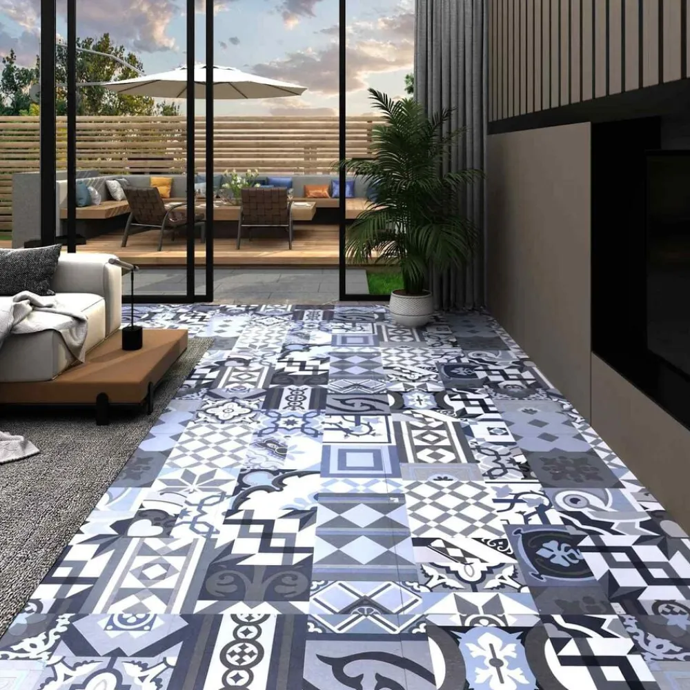 vidaXL Materiales De Construcción-Tablas de Suelo 55 pcs Multicolor 5,11 m² PVC