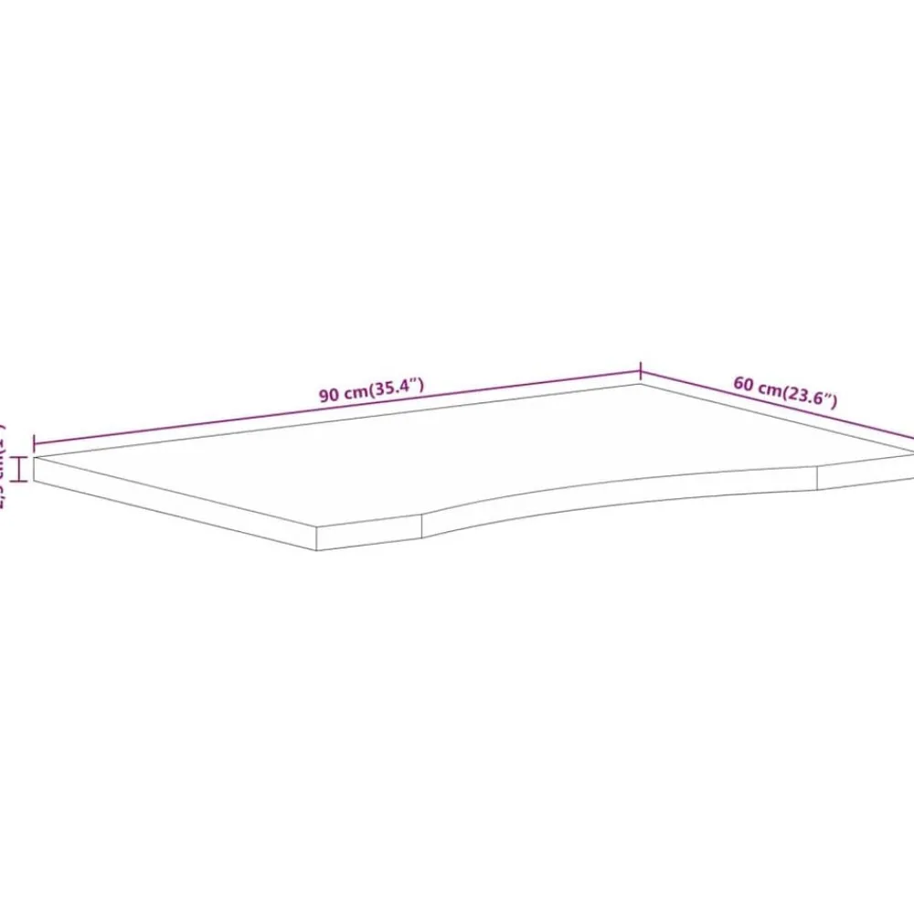 vidaXL Accesorios Para Mesas-Tablero de escritorio con curva madera mango rugosa 90x60x2,5cm