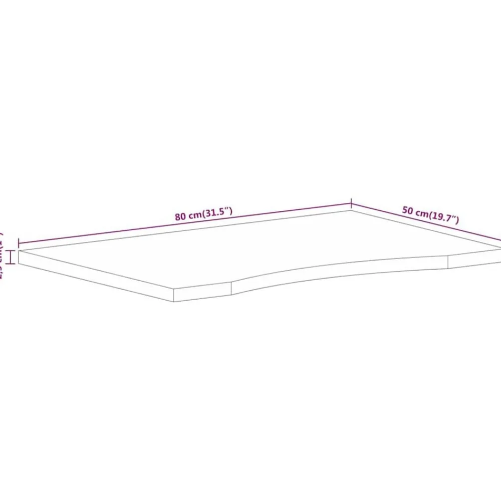 vidaXL Tablero de escritorio con curva madera mango rugosa 80x50x2,5cm Best