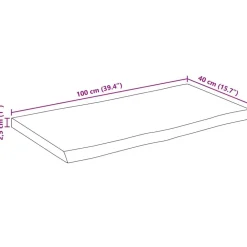 vidaXL Accesorios Para Mesas-Tablero de mesa borde natural madera maciza mango 100x40x2,5 cm