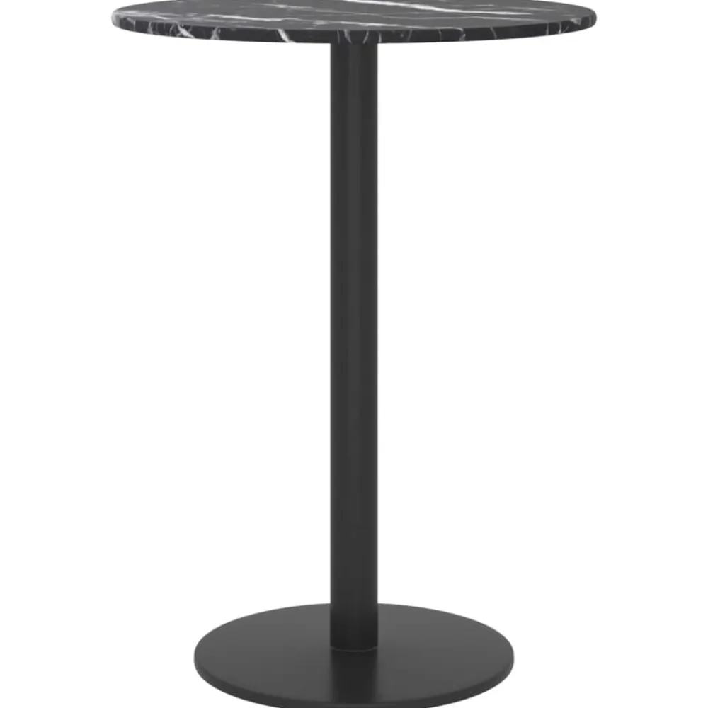vidaXL Tablero de mesa diseño mármol vidrio templado negro Ø30x0,8 cm Negro y blanco Best