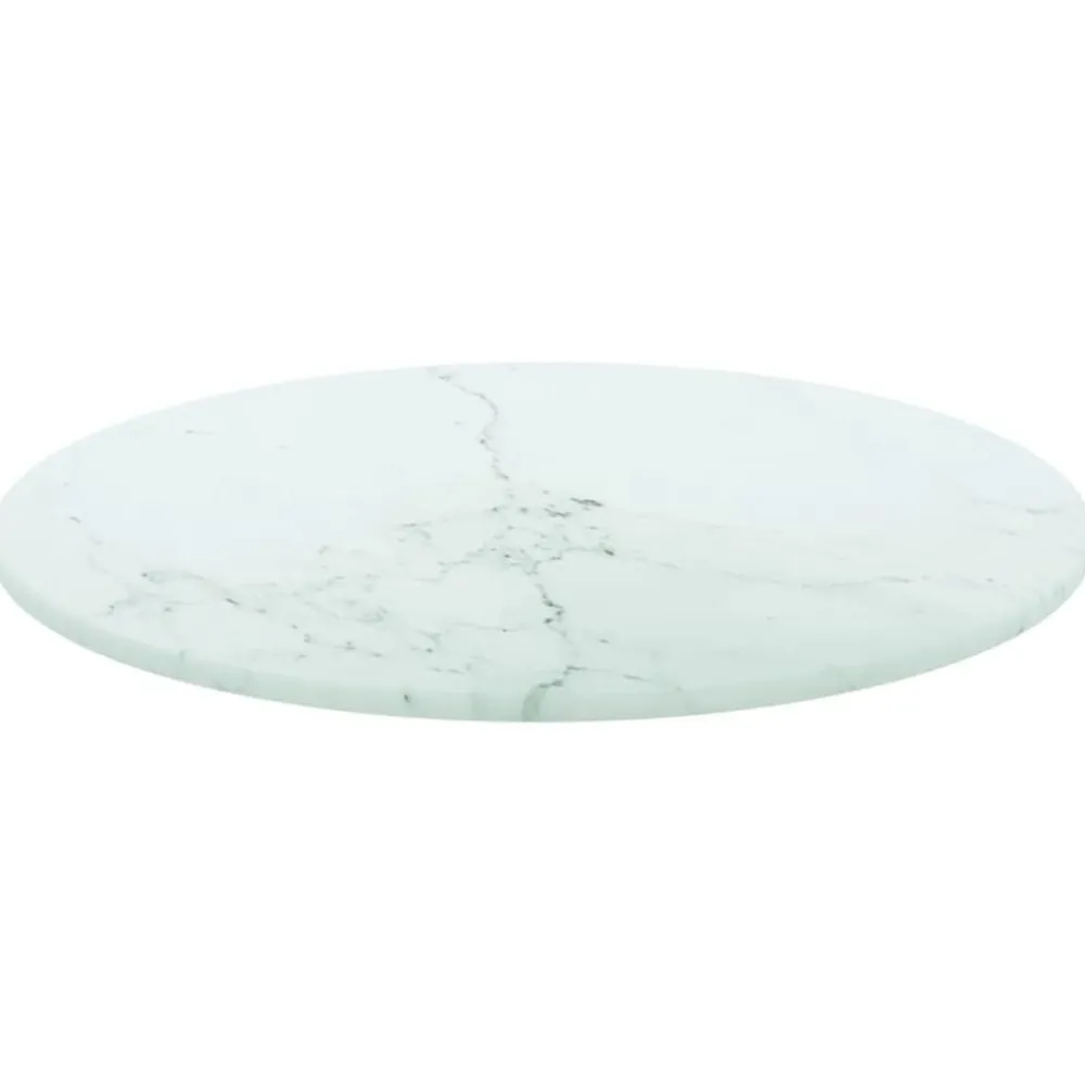 vidaXL Tablero de mesa diseño mármol vidrio templado Ø30x0,8 cm Blanco Clearance