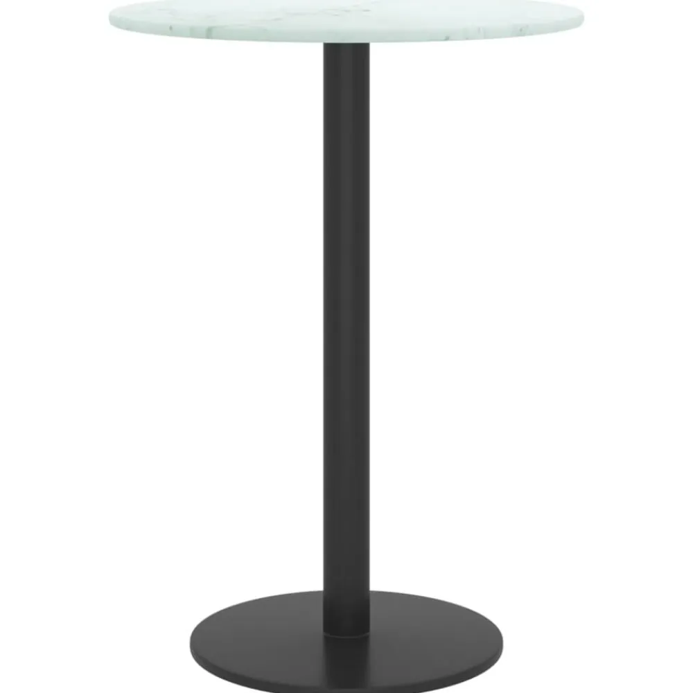vidaXL Tablero de mesa diseño mármol vidrio templado Ø30x0,8 cm Blanco Clearance