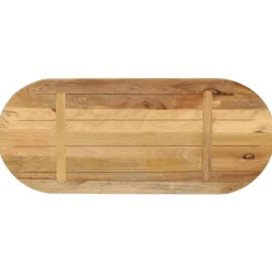 vidaXL Accesorios Para Mesas-Tablero de mesa ovalado madera maciza mango rugosa 80x40x2,5 cm