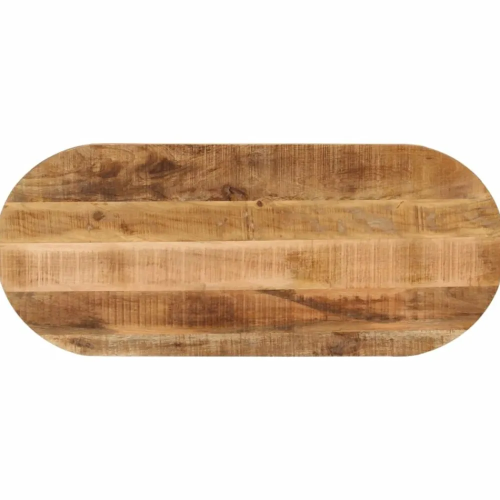 vidaXL Tablero de mesa ovalado madera maciza mango rugosa 80x40x3,8 cm Madera de mango rugosa (natural) Discount