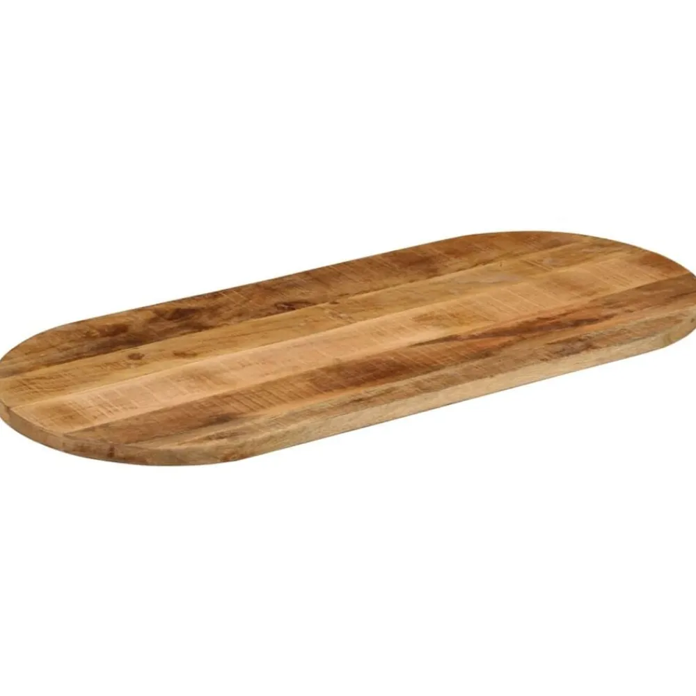 vidaXL Tablero de mesa ovalado madera maciza mango rugosa 80x40x3,8 cm Madera de mango rugosa (natural) Discount