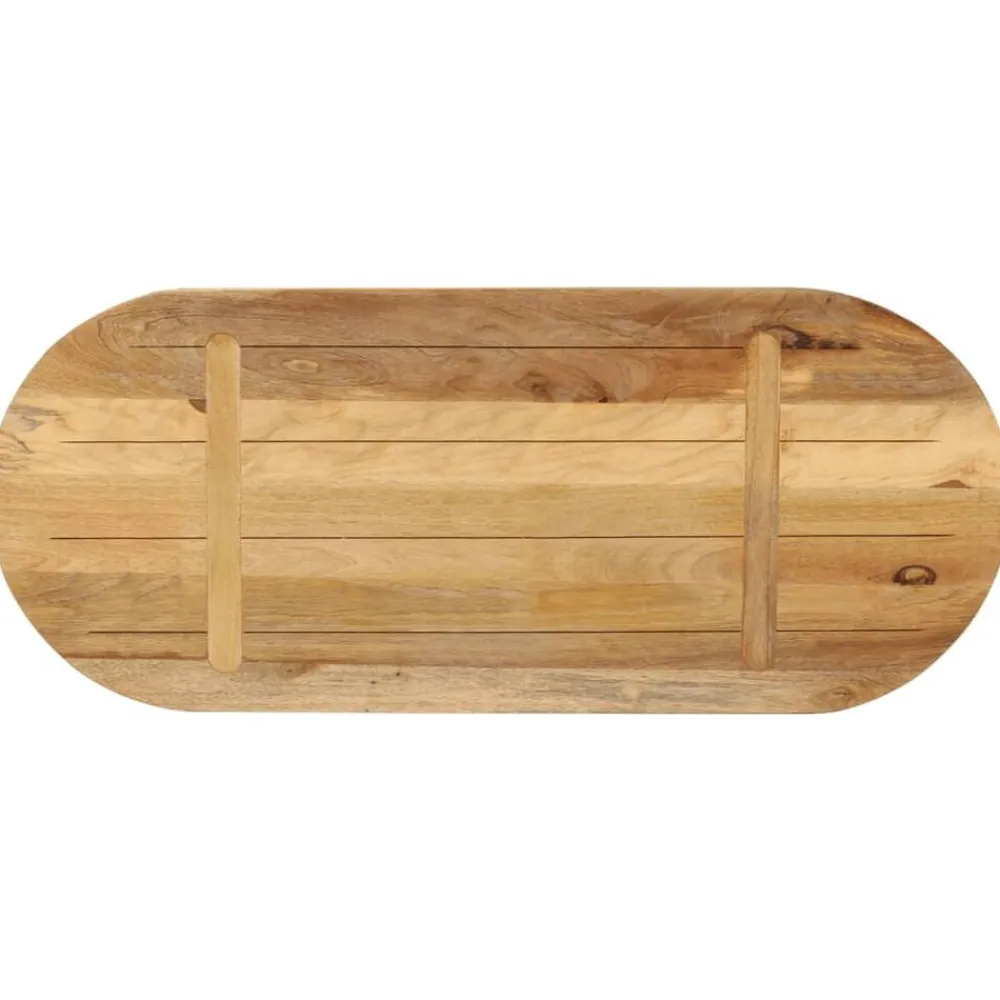 vidaXL Tablero de mesa ovalado madera maciza mango rugosa 80x40x3,8 cm Madera de mango rugosa (natural) Discount
