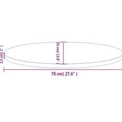 vidaXL Accesorios Para Mesas-Tablero de mesa ovalado madera maciza pino 70x35x2,5 cm