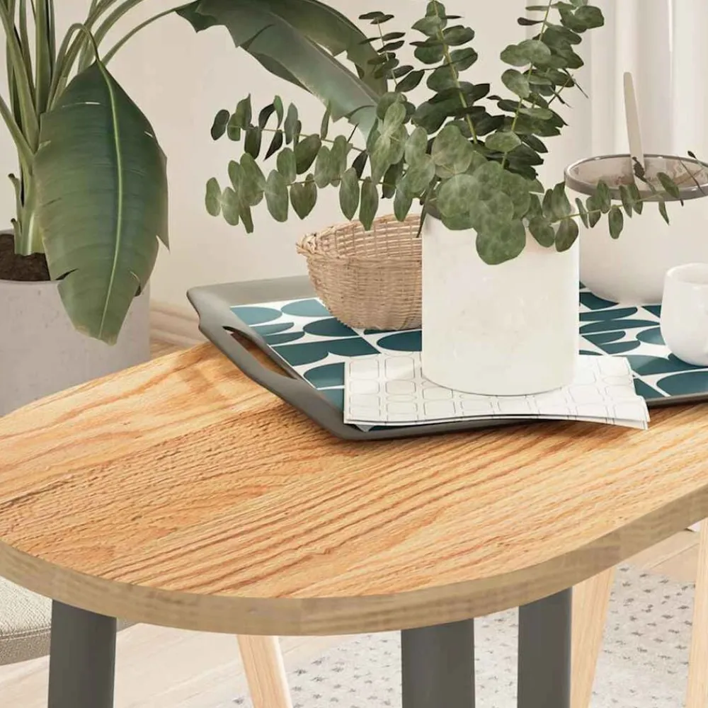 vidaXL Accesorios Para Mesas-Tablero de mesa ovalado madera maciza de roble 80x40x2 cm