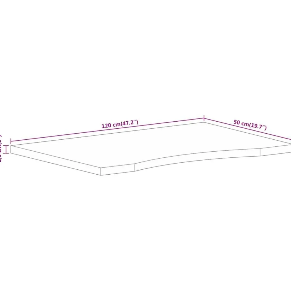 vidaXL Accesorios Para Mesas-Tablero escritorio con curva madera mango rugosa 120x50x2,5 cm